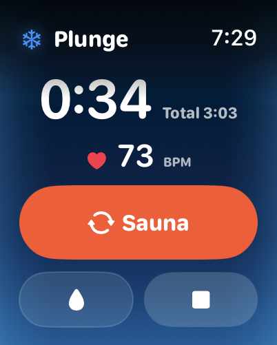 Phyros plunge timer on Apple Watch